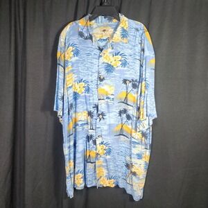 Joe Marlin Mens XL Tropical Hawaiian Shirt Palm Tree Floral Beach Vacation